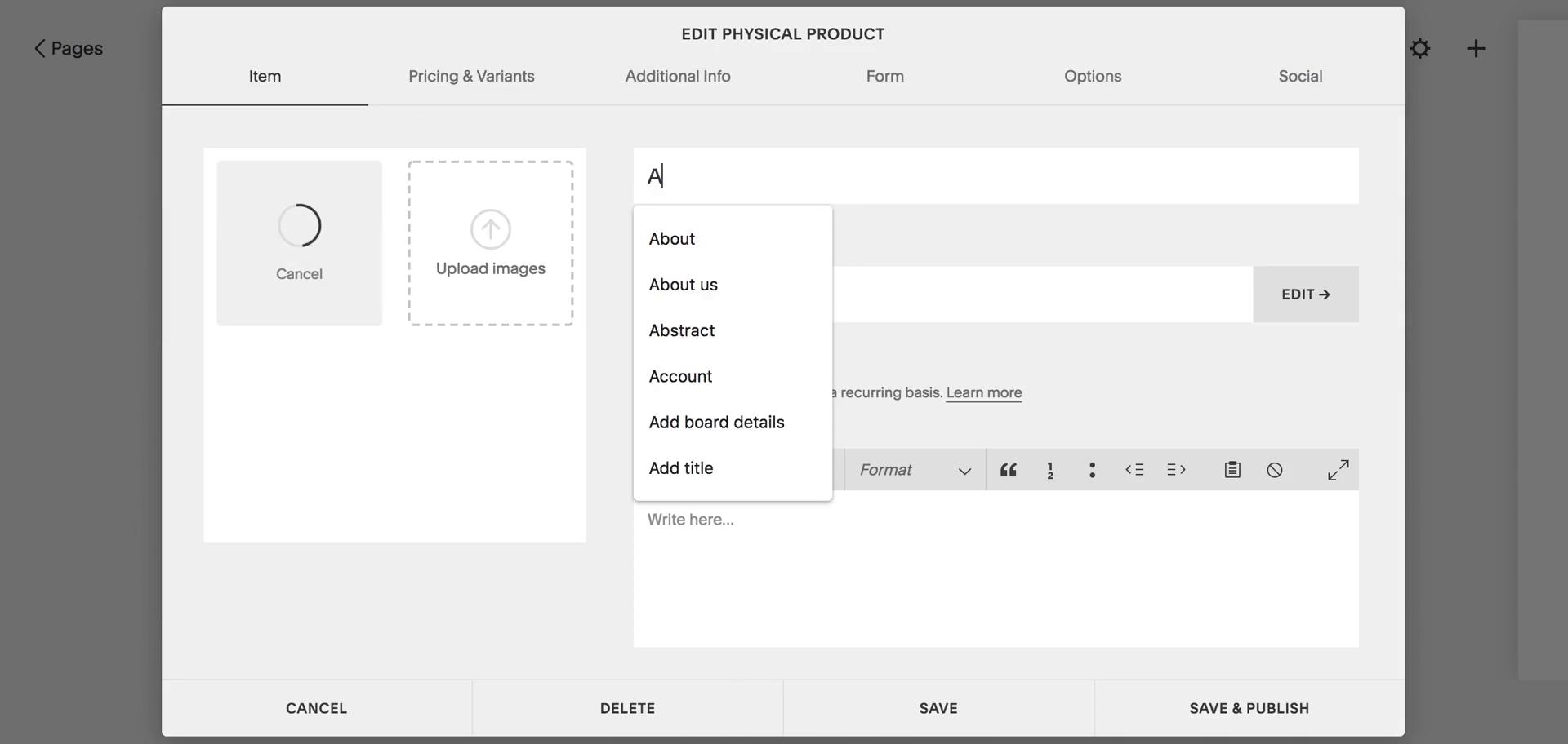 Adding a product screenshot