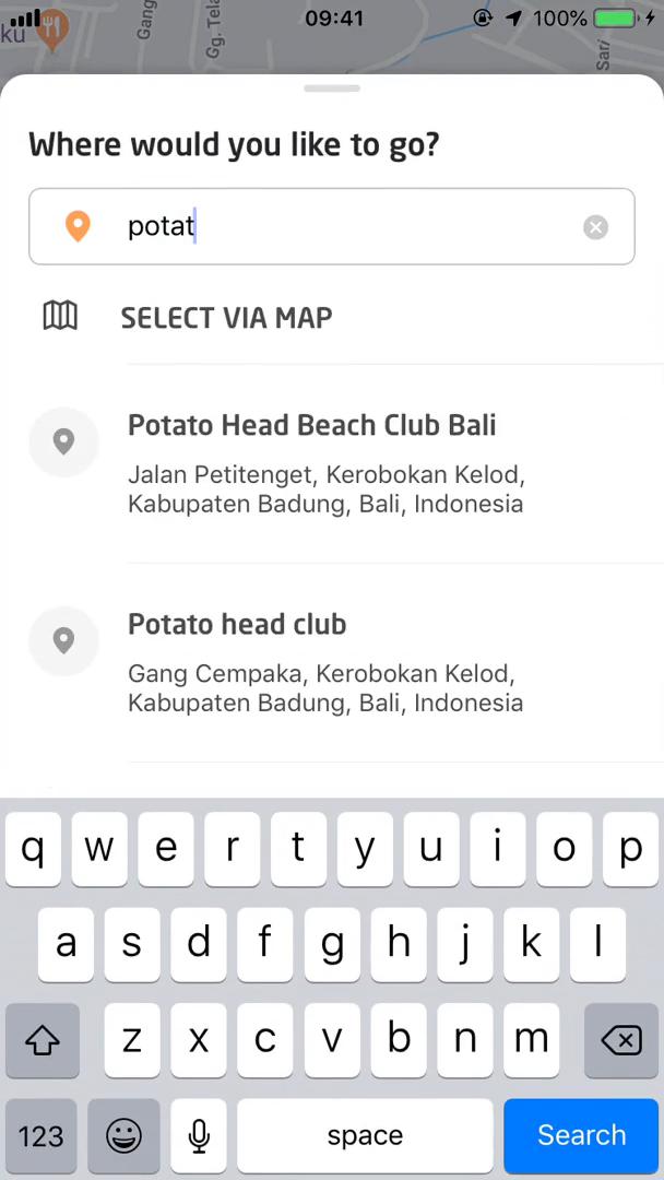 Screenshot of Set location on Booking transport on Go-Jek user flow