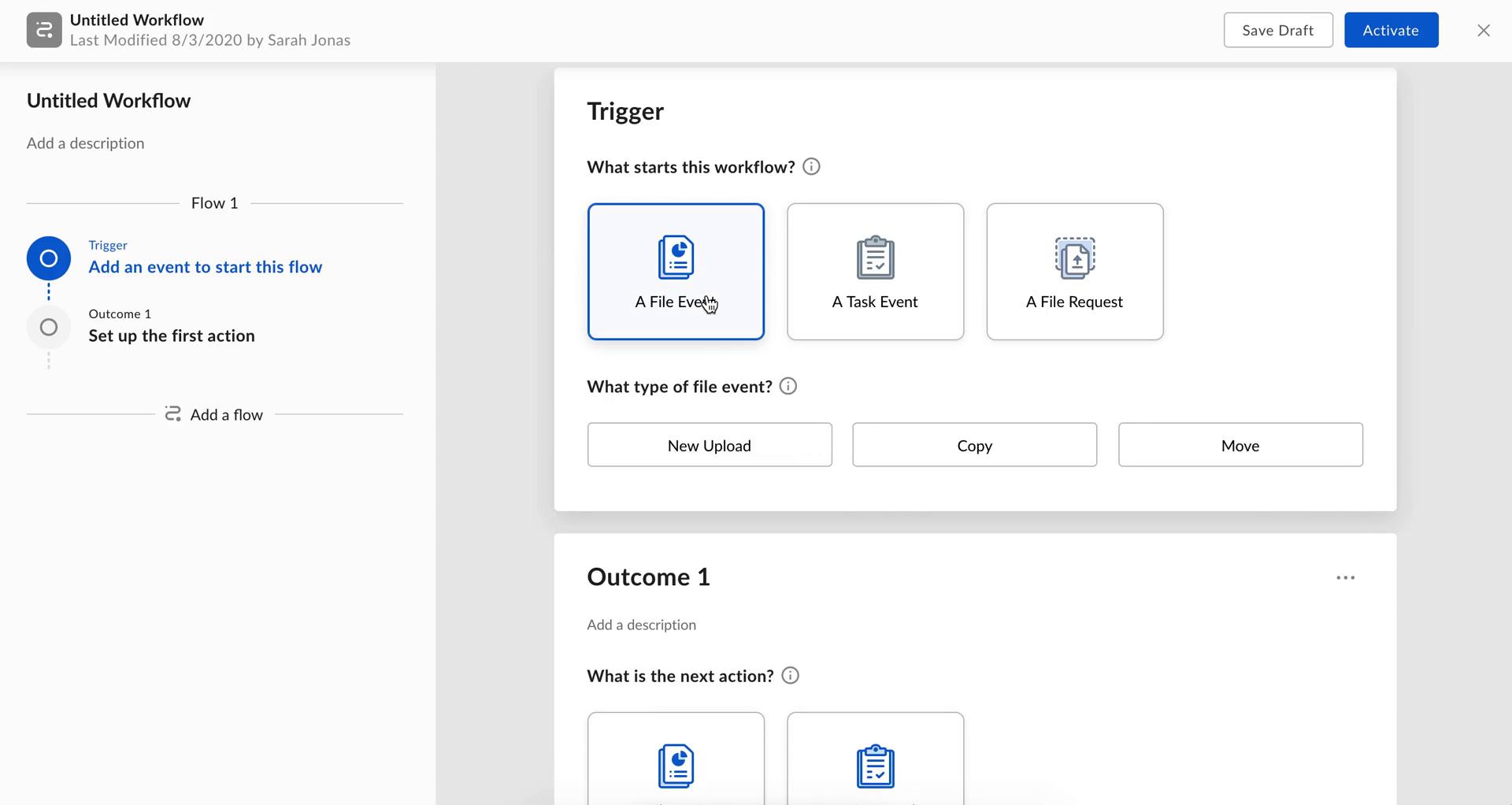 Creating an automation workflow screenshot