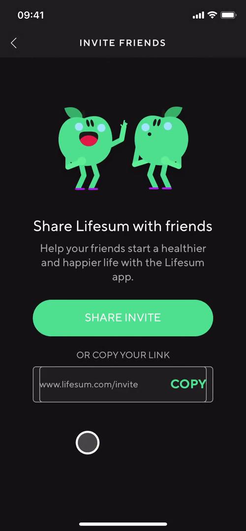 Lifesum invite friends screenshot