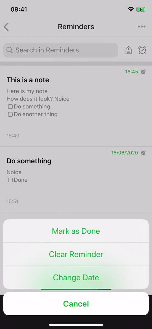 Reminders screenshot