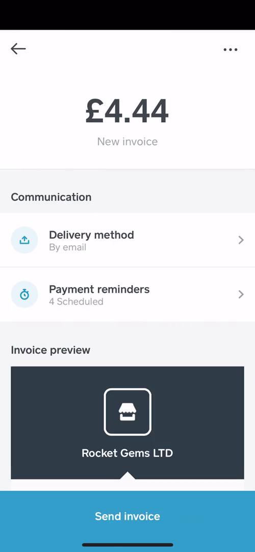 Creating an invoice screenshot