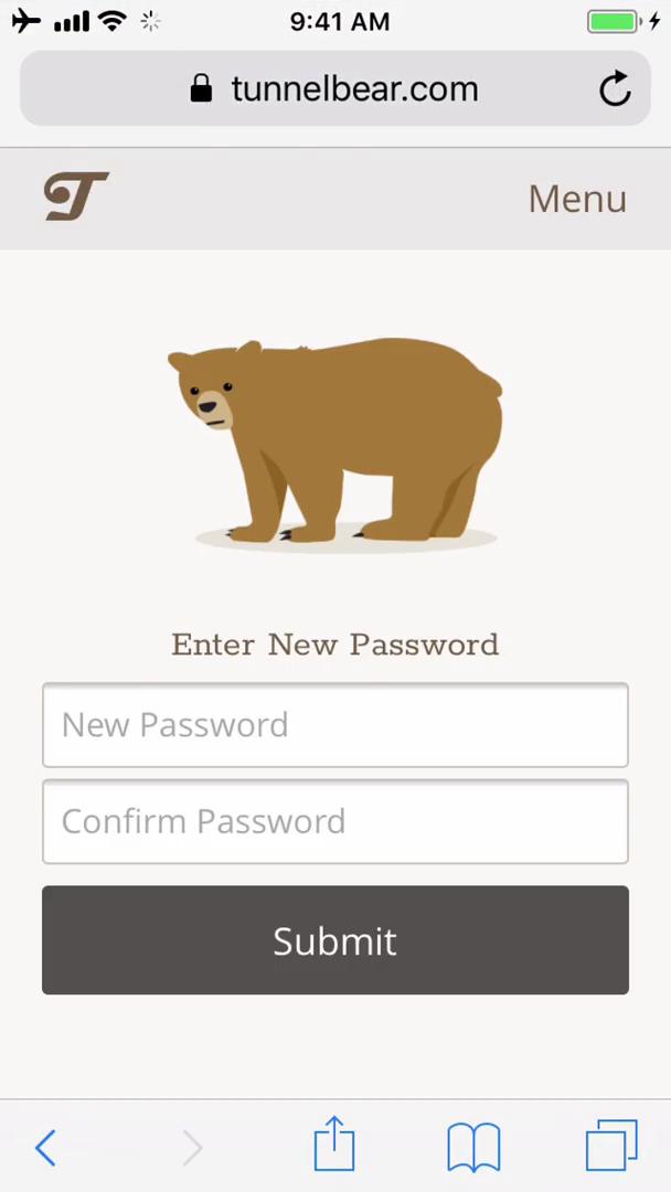 Password reset screenshot