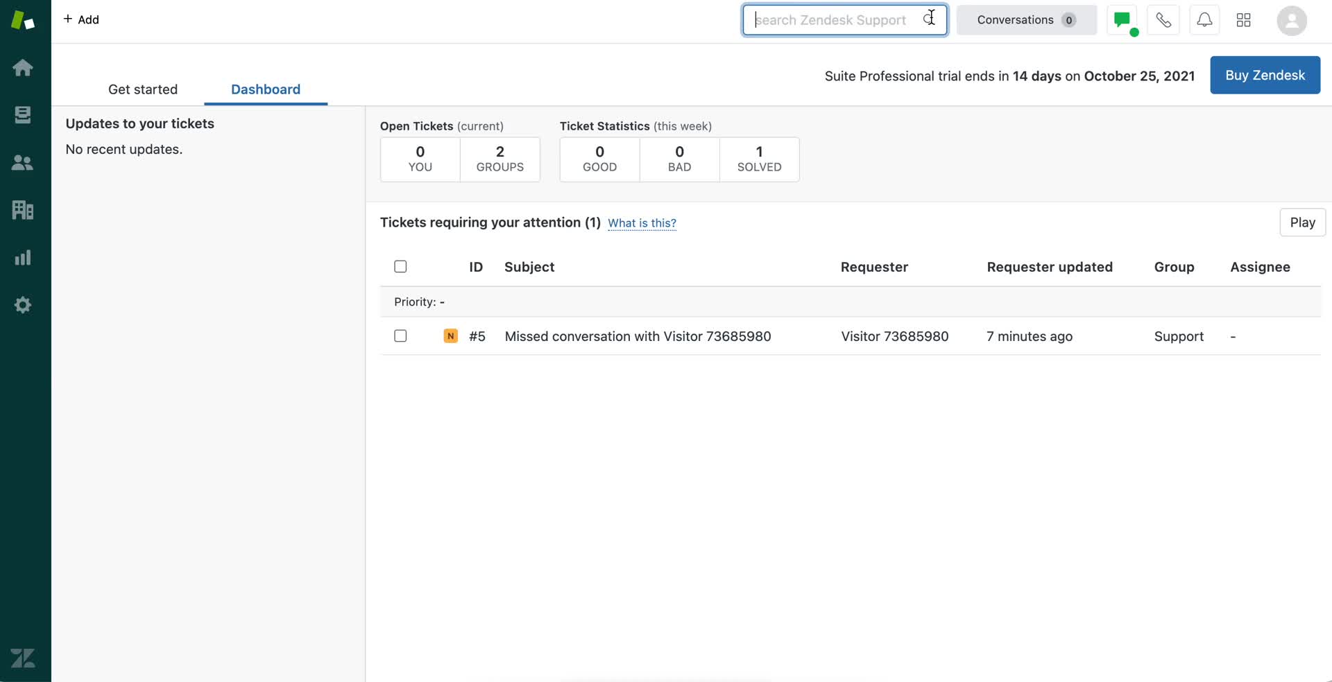 Screenshot of Search on Searching on Zendesk user flow