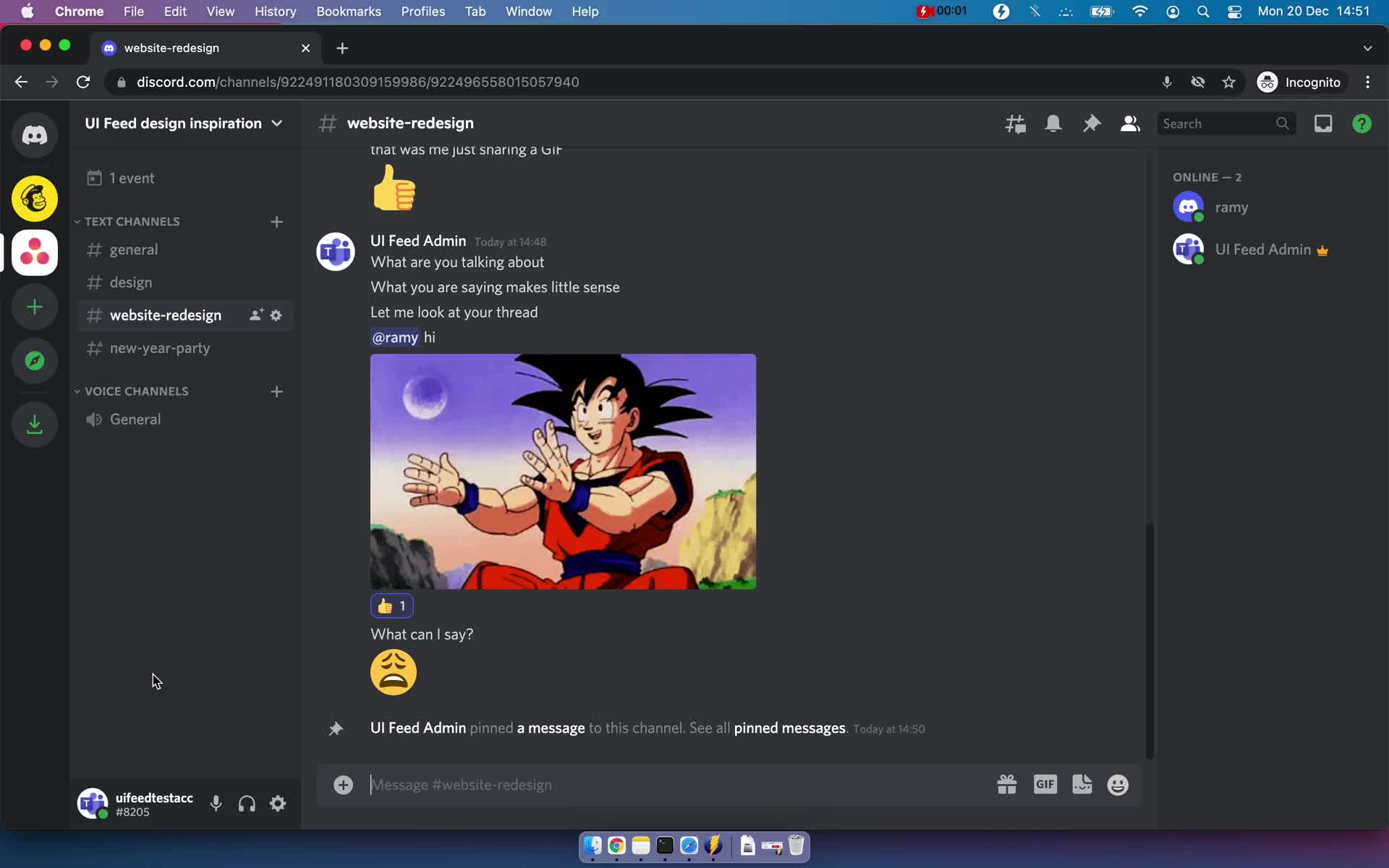 Screenshot of Channel on Searching on Discord user flow