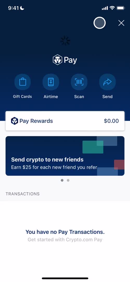 Screenshot of Pay on Sending currency on Crypto.com user flow
