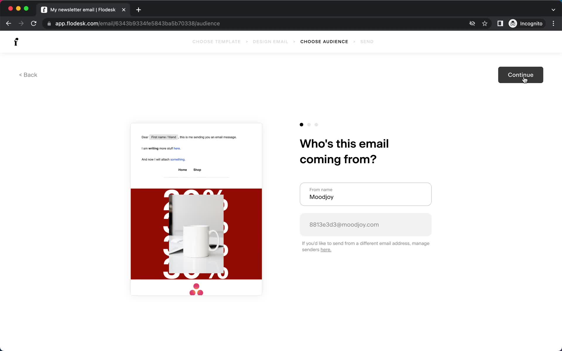 Creating an email campaign screenshot