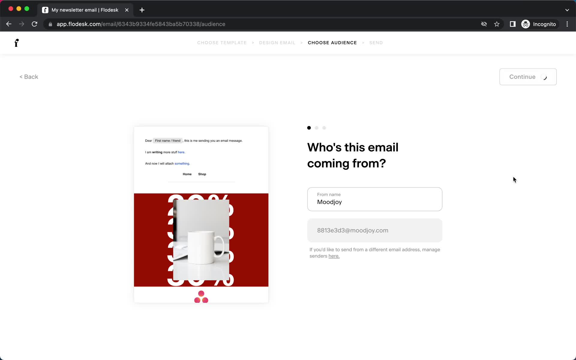 Creating an email campaign screenshot