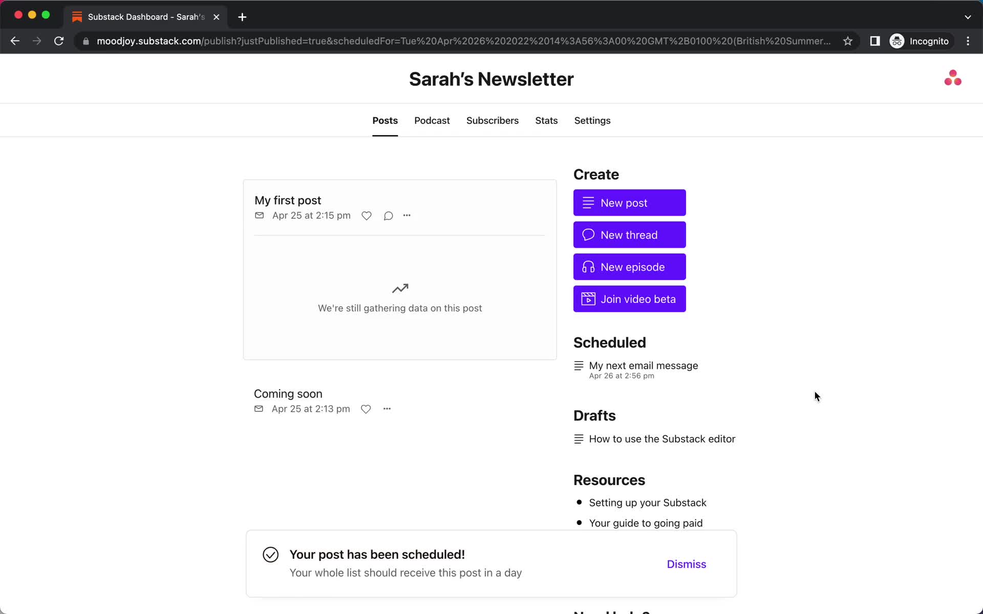 Creating an email campaign screenshot