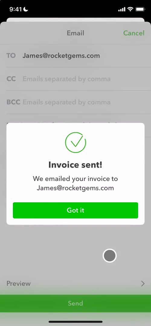 Creating an invoice screenshot