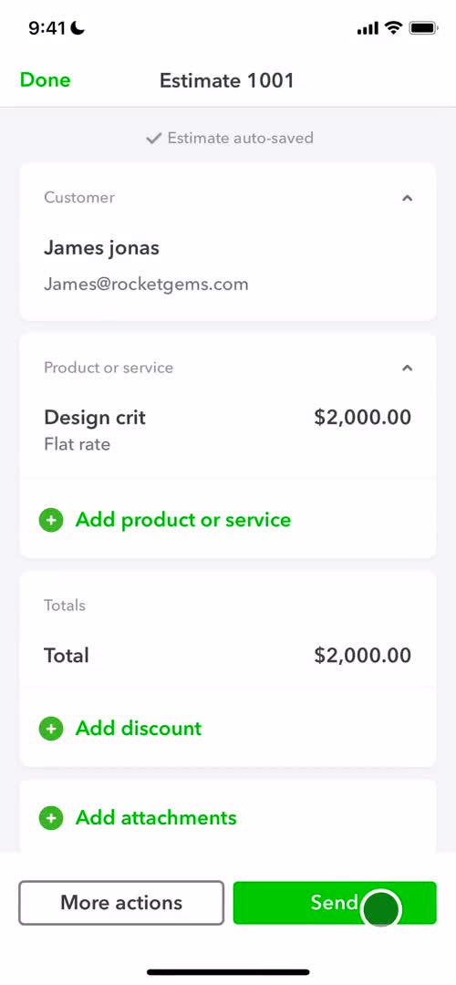 Creating an invoice screenshot