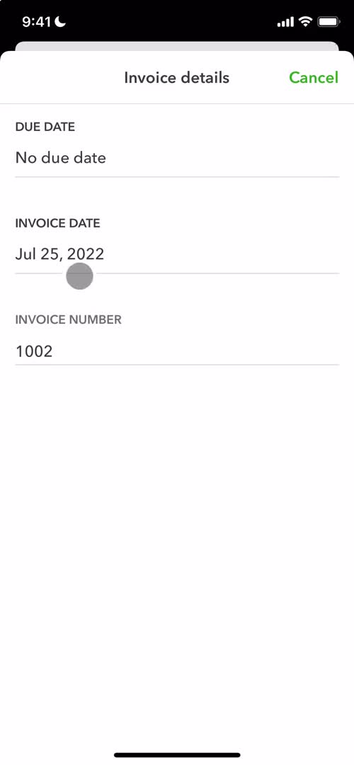 Creating an invoice screenshot