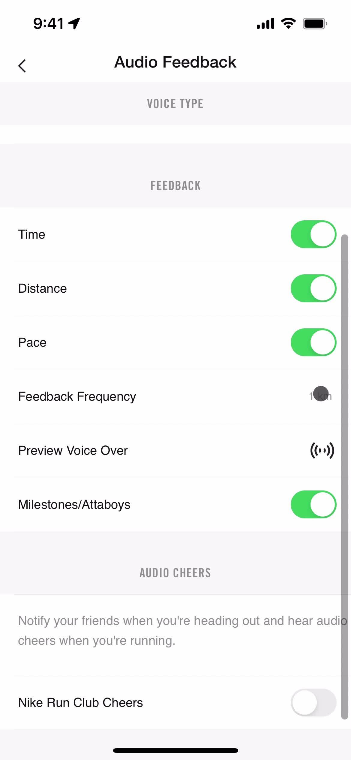 Settings on Nike Run Club video thumbnail