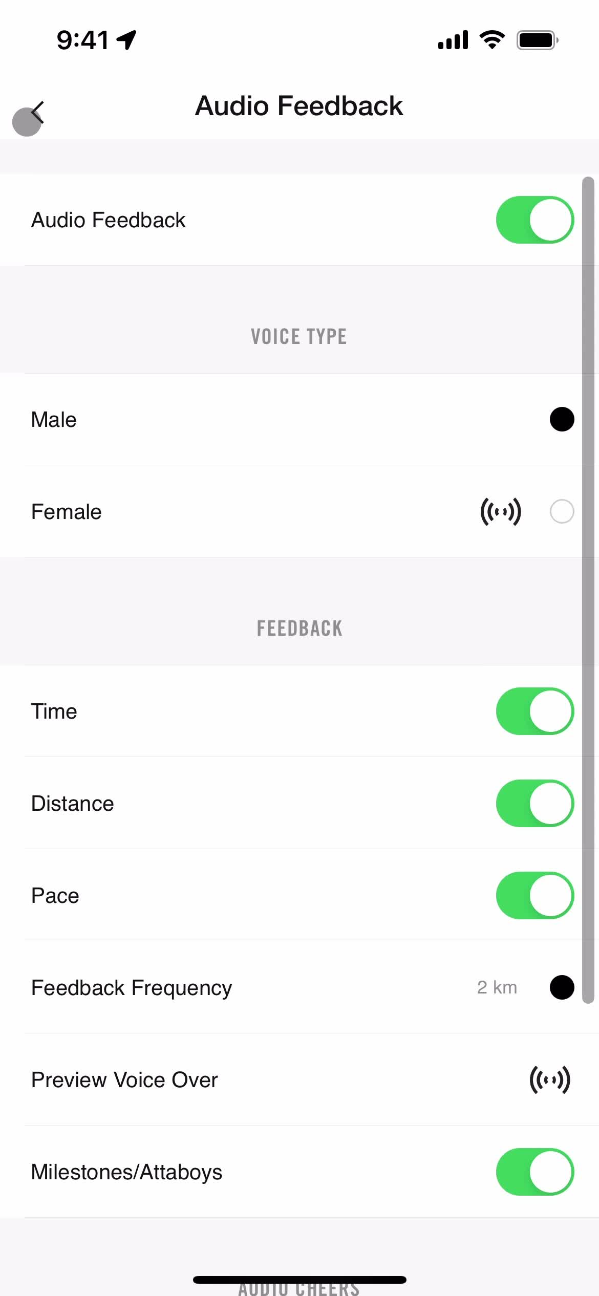 Settings screenshot