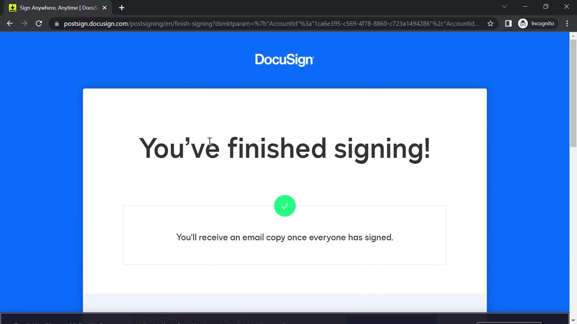 Signing a document screenshot