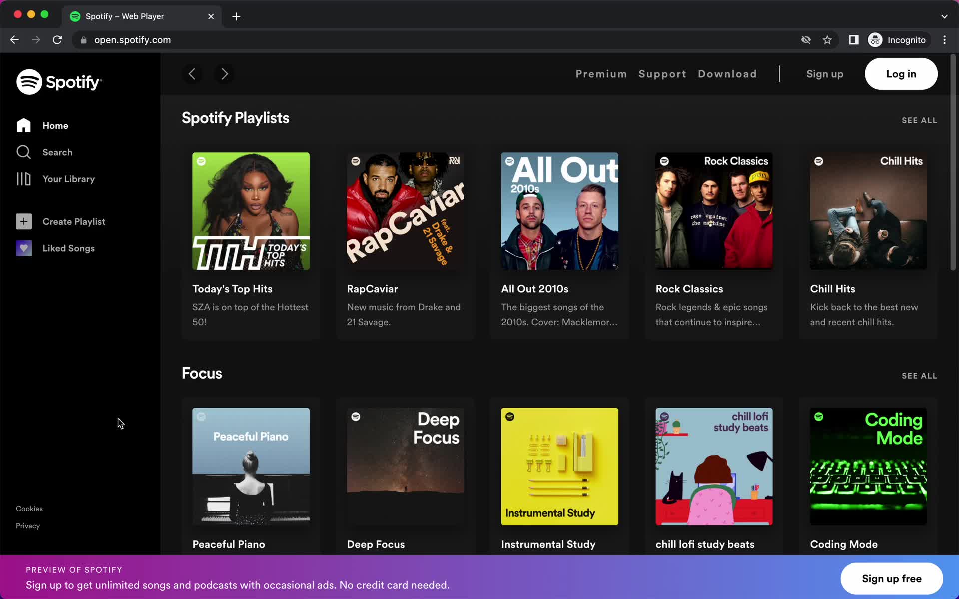 Screenshot of Home on Onboarding on Spotify user flow