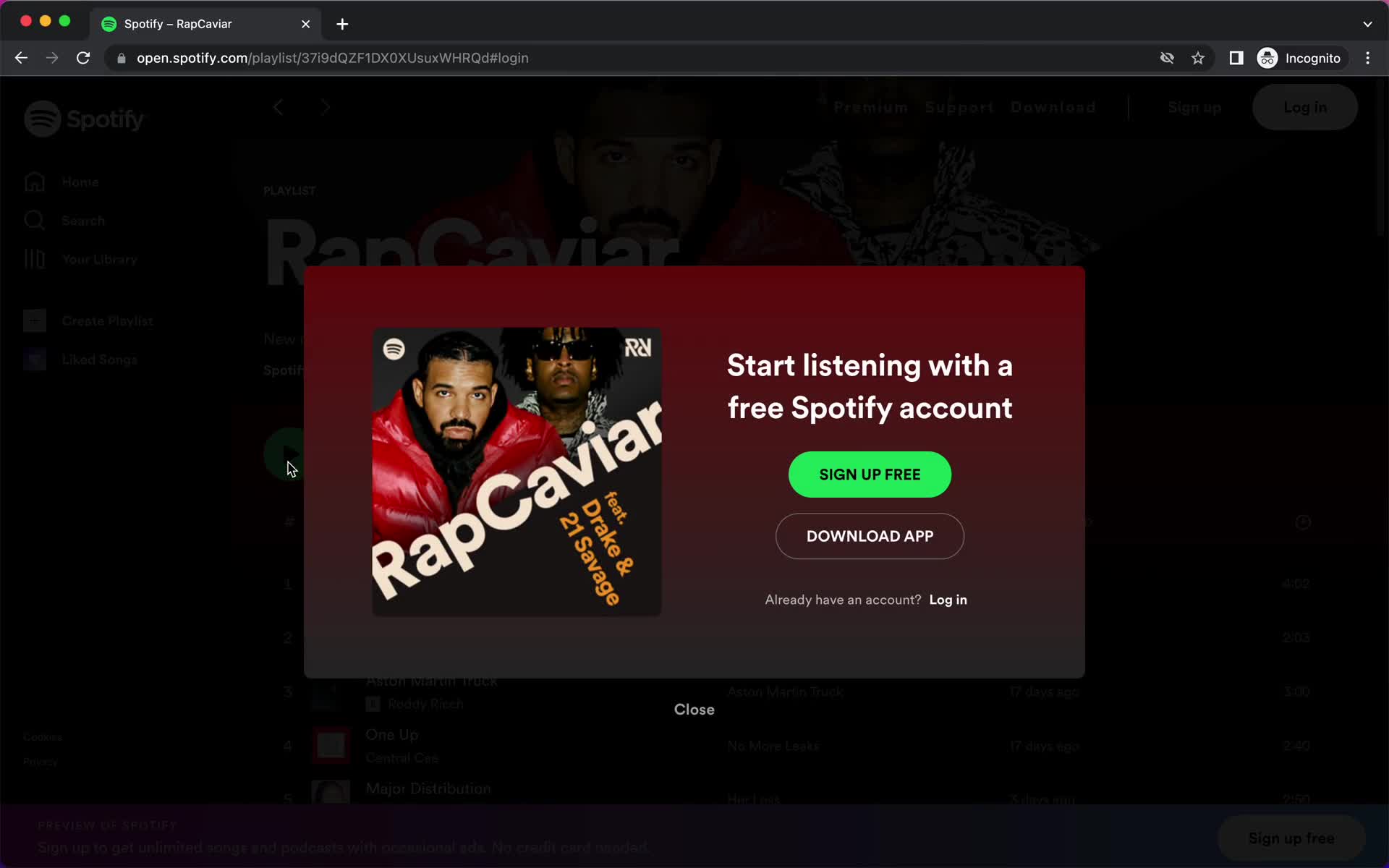 Screenshot of Sign up on Onboarding on Spotify user flow