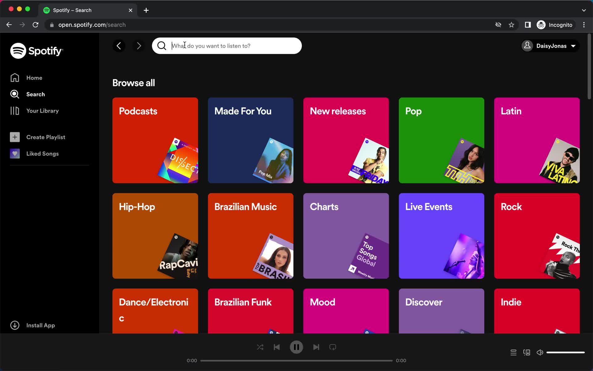 Spotify search screenshot