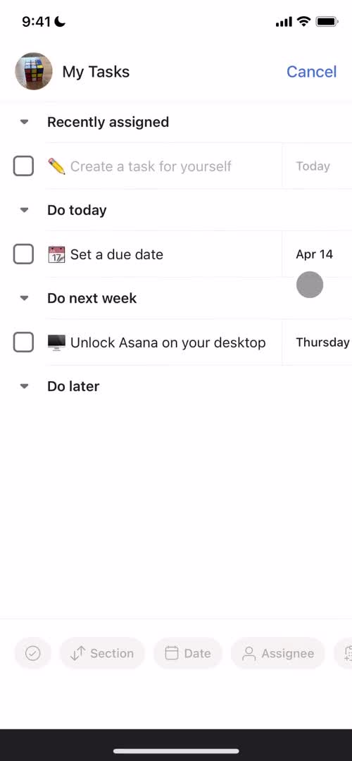 Tasks screenshot