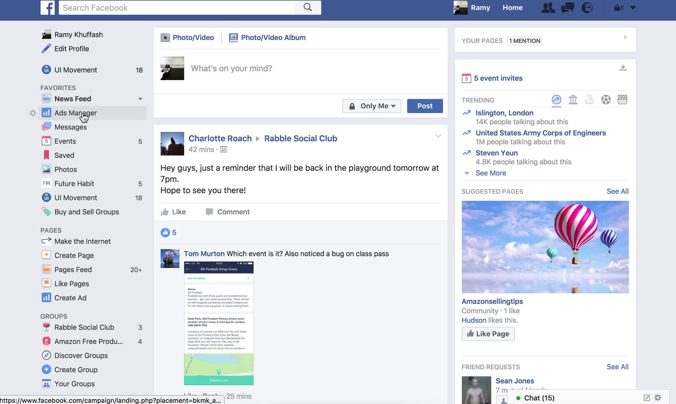 Screenshot of Creating an advert on Facebook