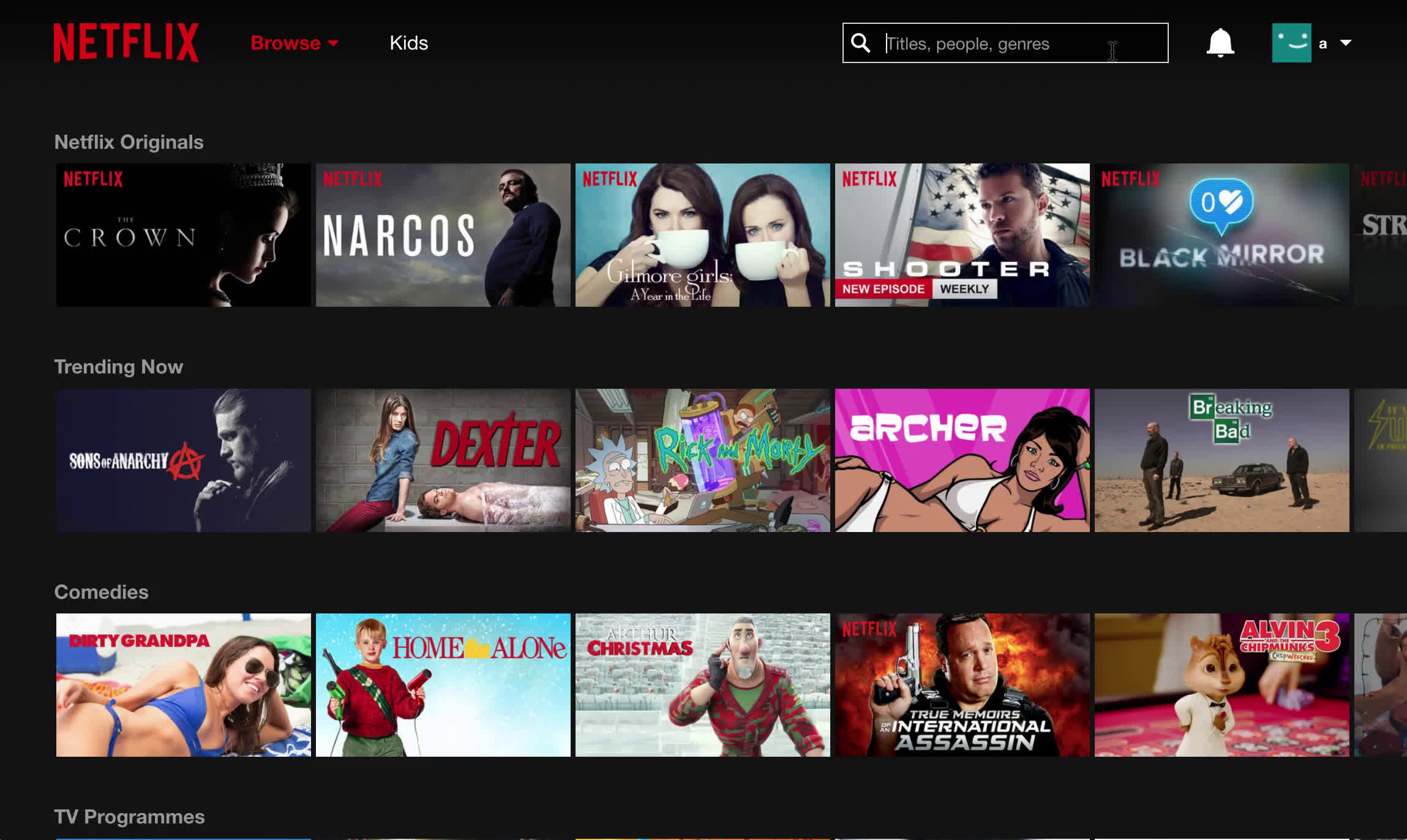 Screenshot of Searching on Netflix