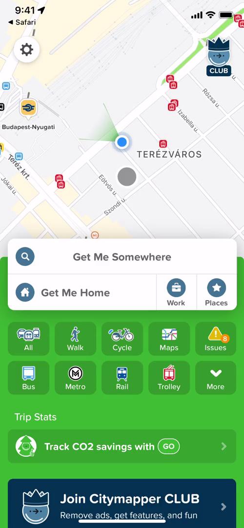 Screenshot of Upgrading your account on Citymapper
