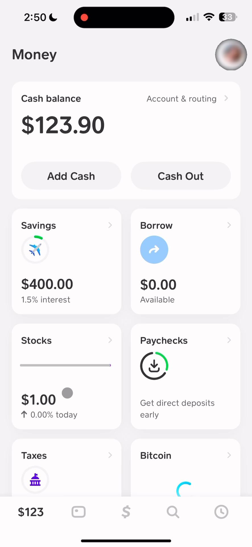 Logging out on Cash App video screenshot
