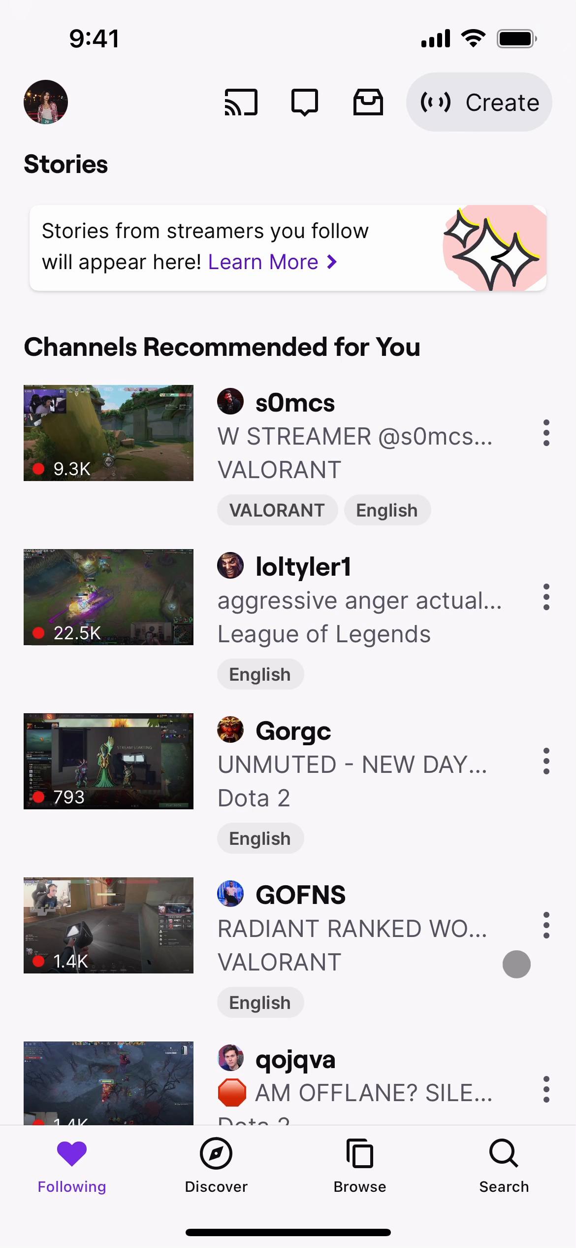 Screenshot of Filtering on Twitch