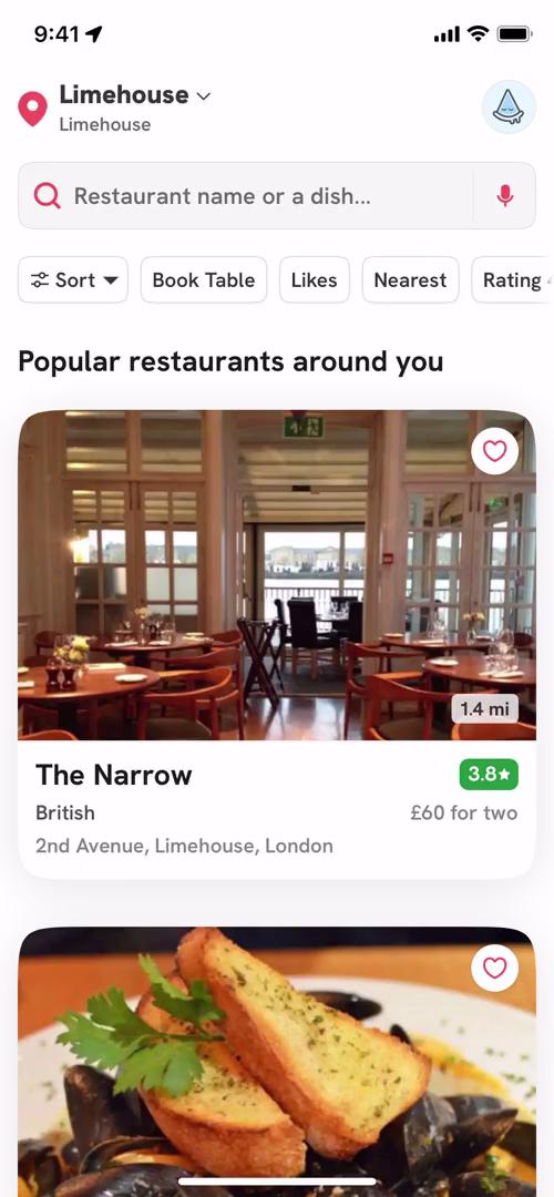 Screenshot of Booking a table on Zomato