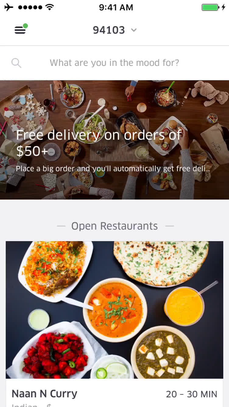 Screenshot of Inviting people on Uber Eats