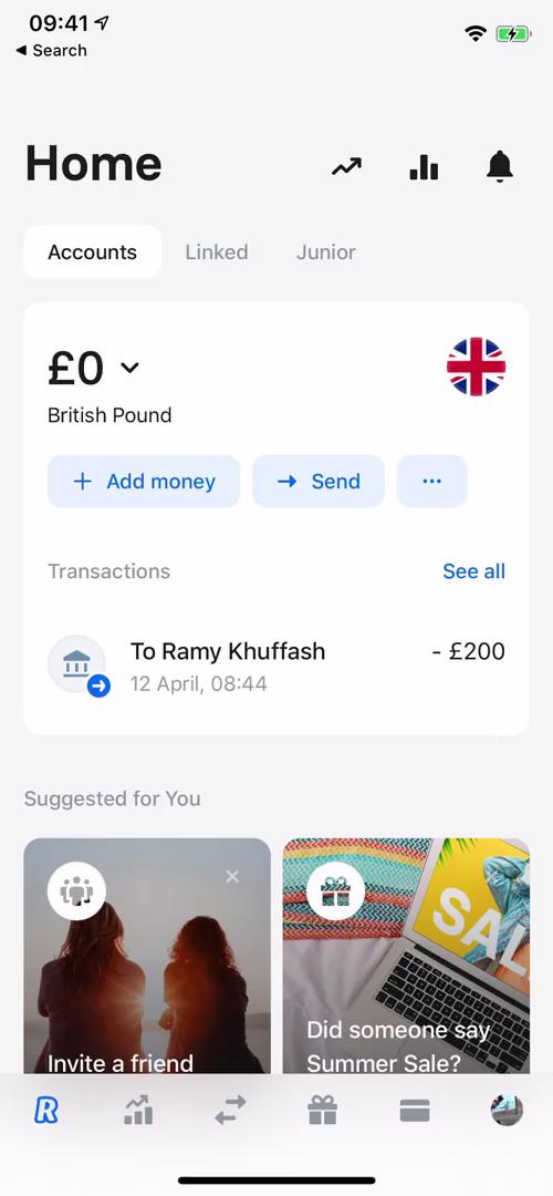 Screenshot of Depositing funds on Revolut