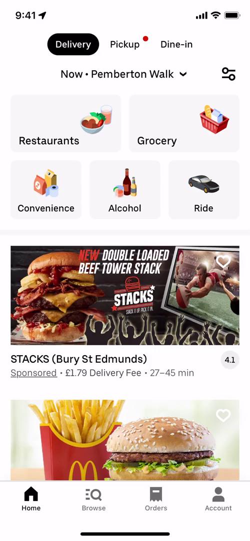 Screenshot of Buying a gift card on Uber Eats