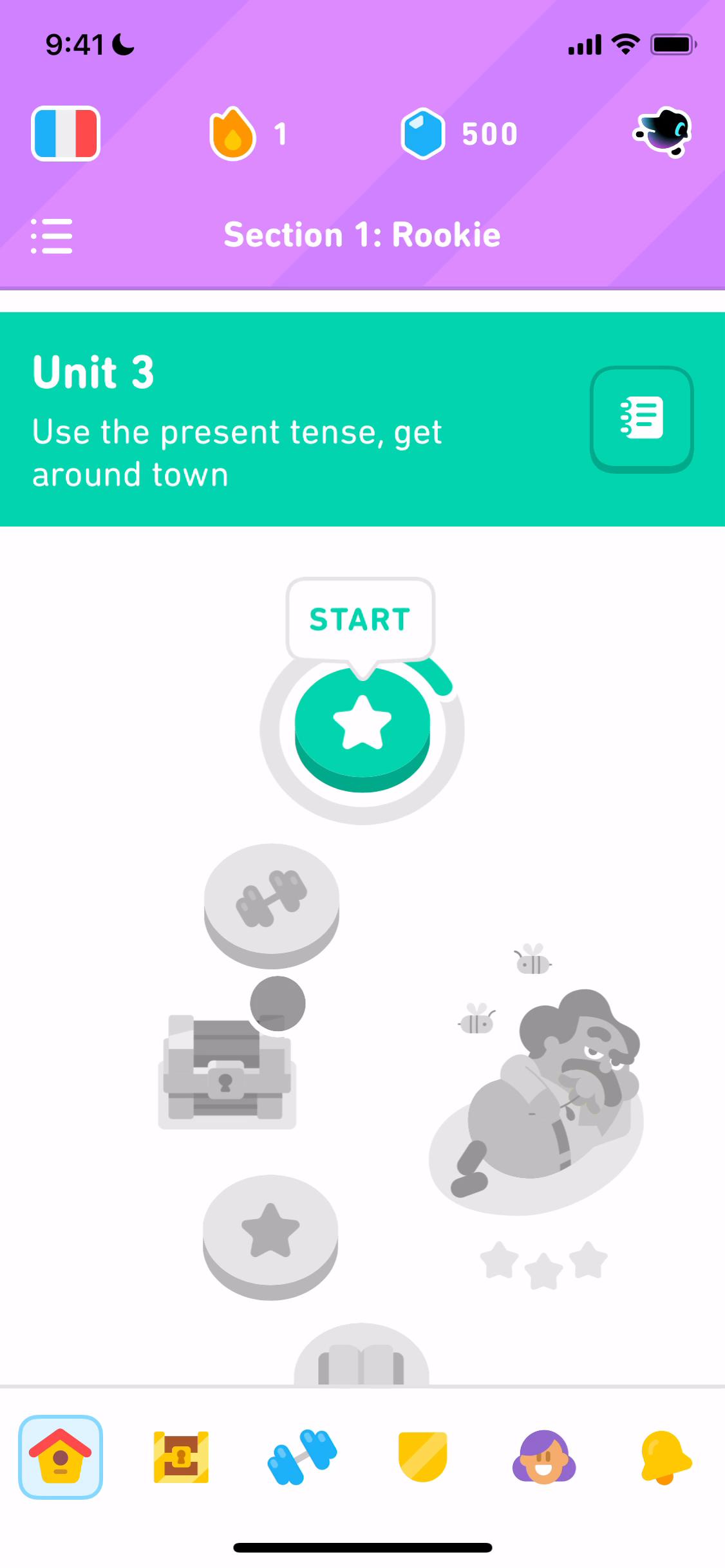 Screenshot of Learning on Duolingo