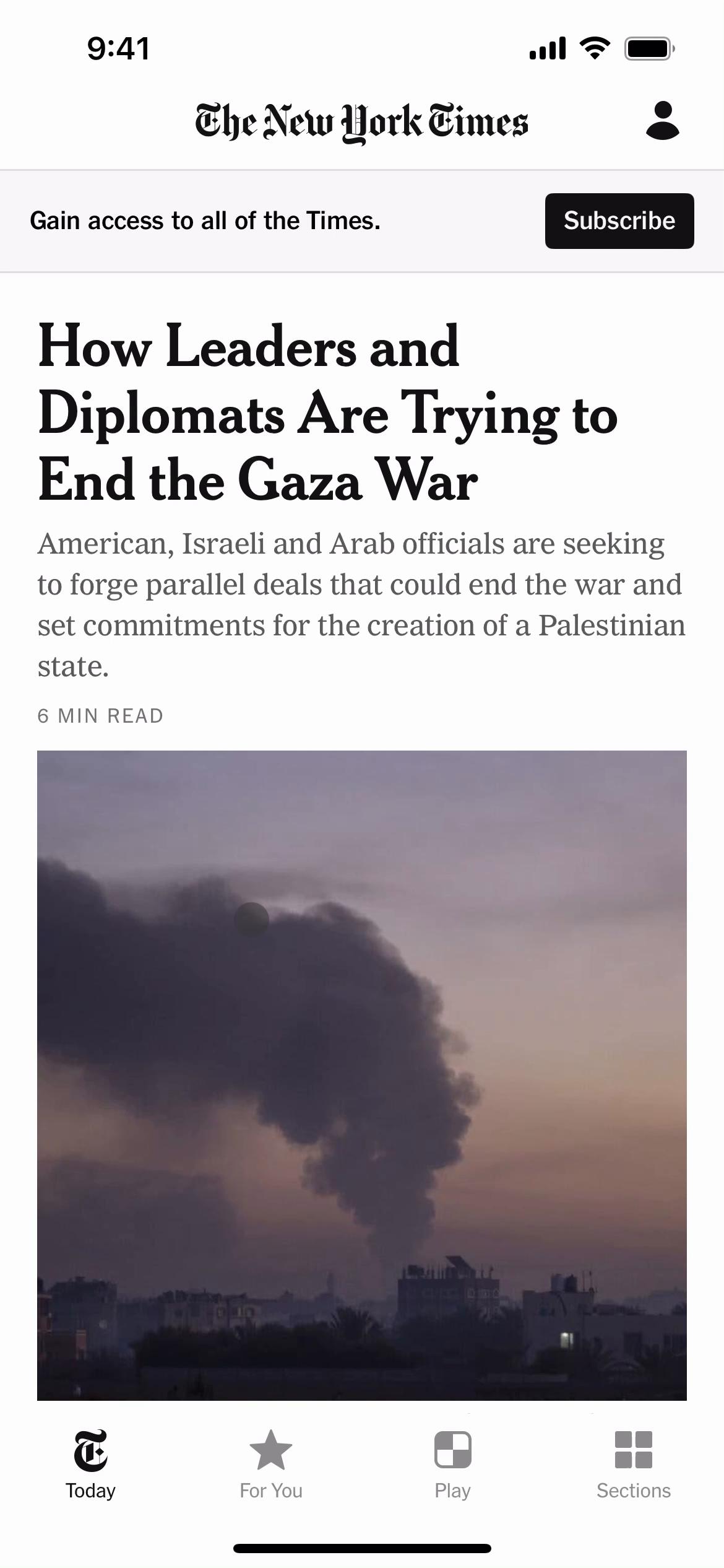 Screenshot of Sharing on The New York Times
