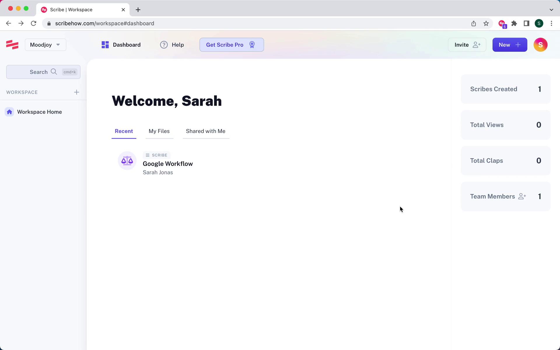 Screenshot of Inviting people on Scribe