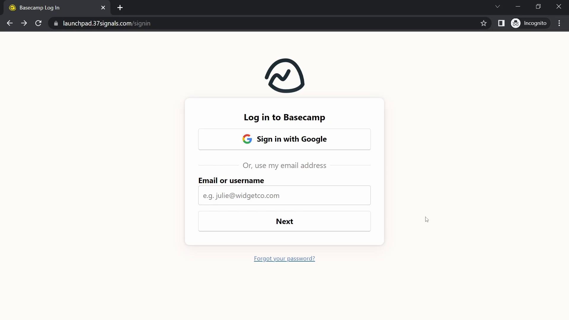 Logging In - Basecamp Help