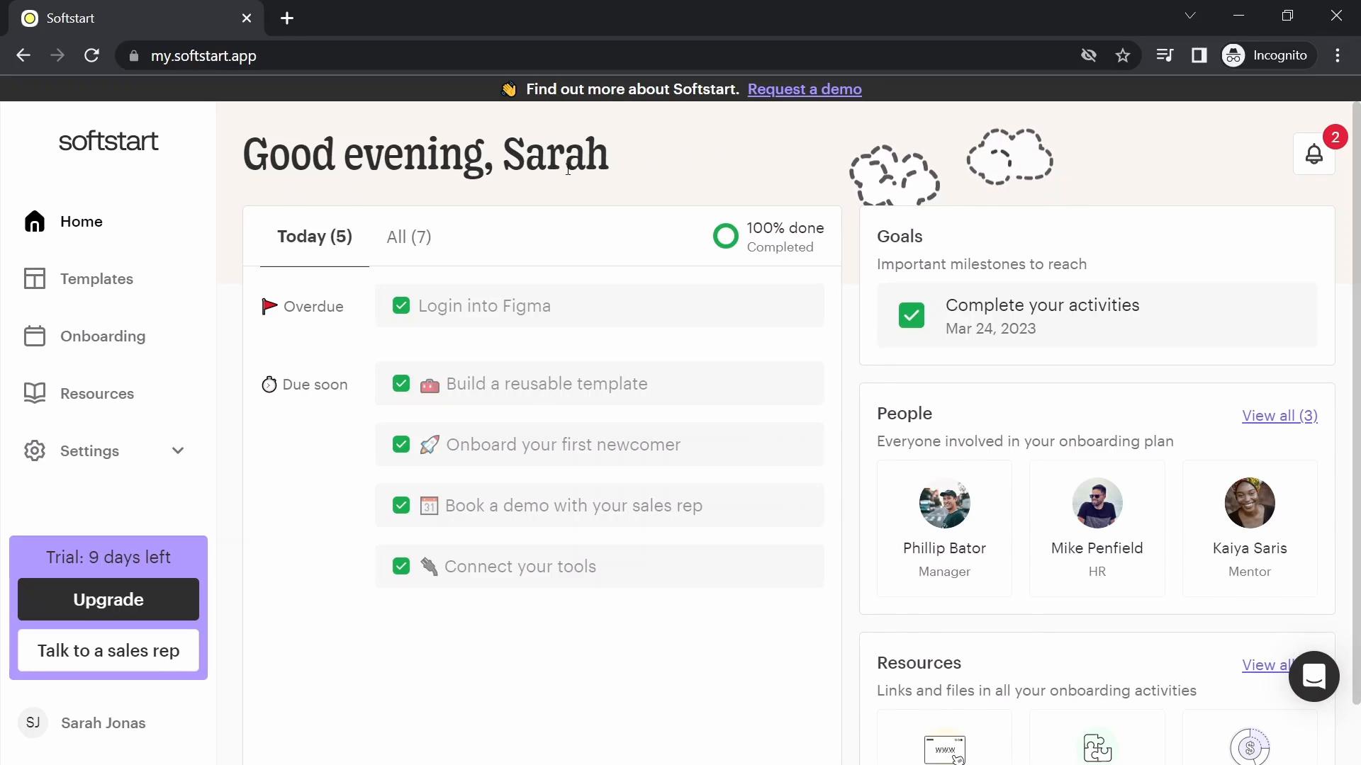 Screenshot of Creating a template on Softstart