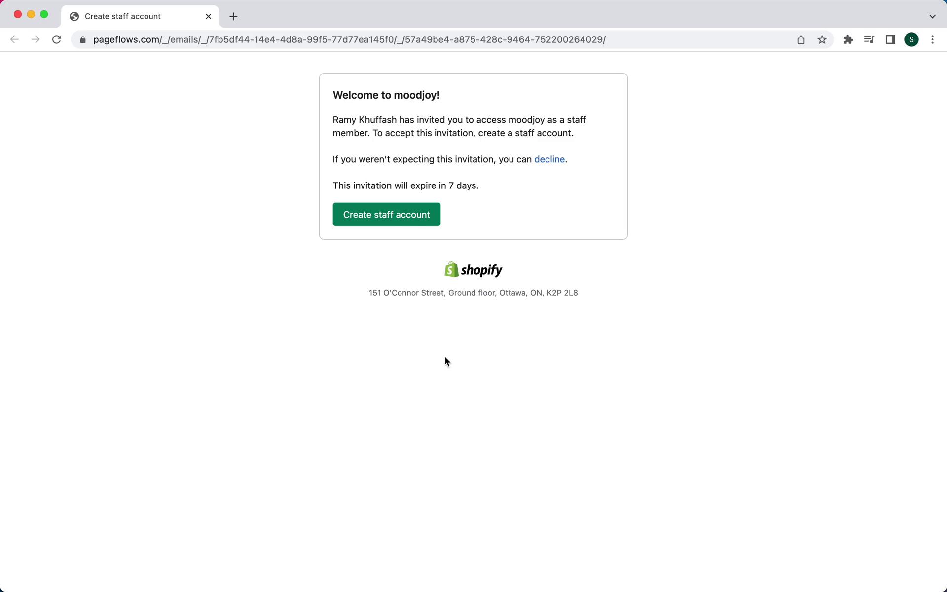 Accepting an invite on Shopify video screenshot