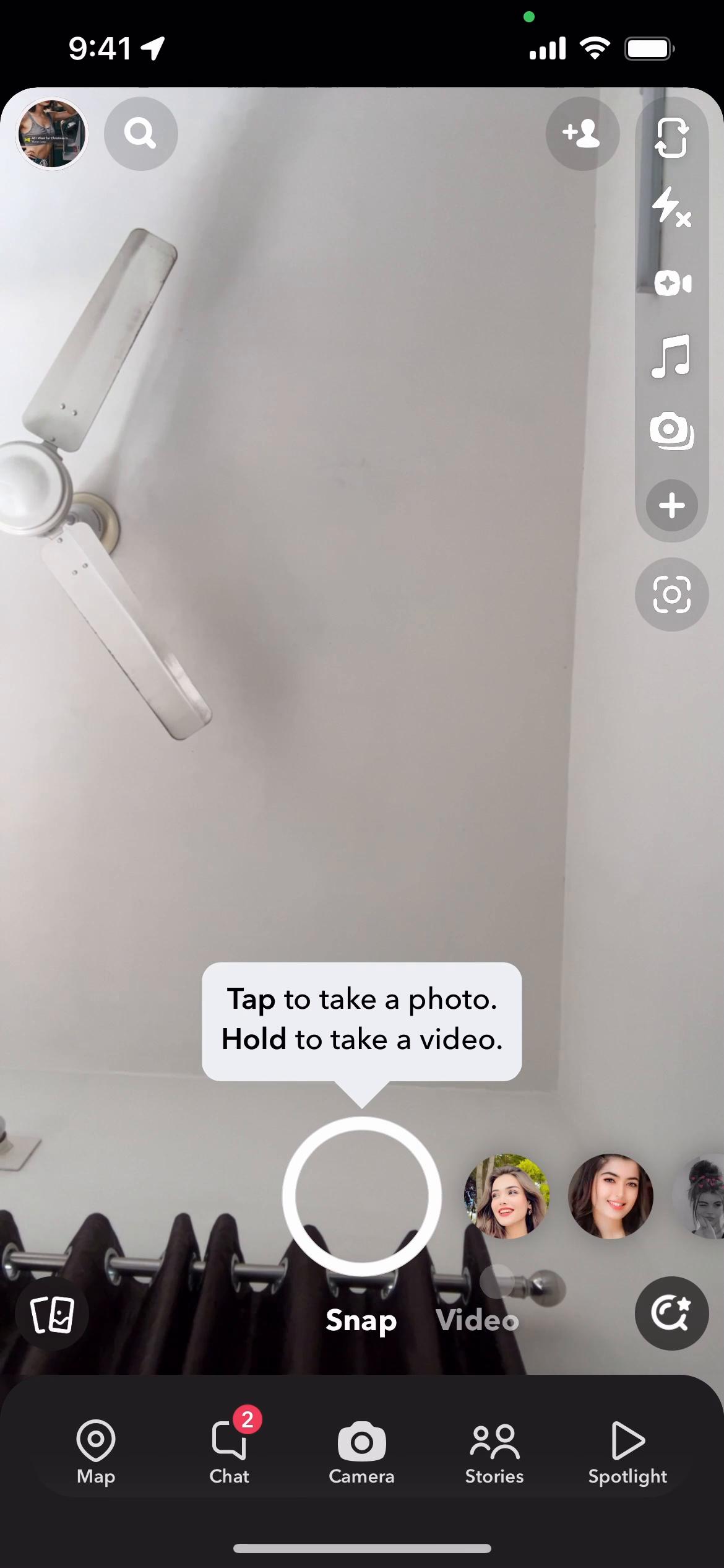 Screenshot of Sharing a video on Snapchat