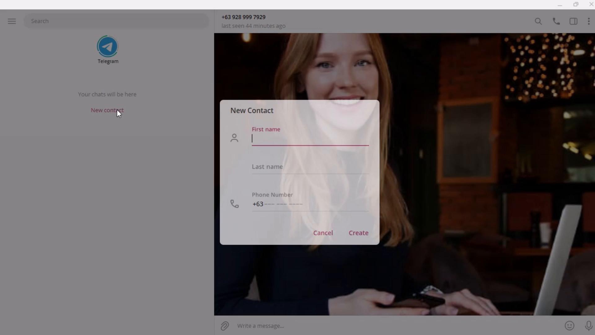Adding a contact on Telegram video screenshot