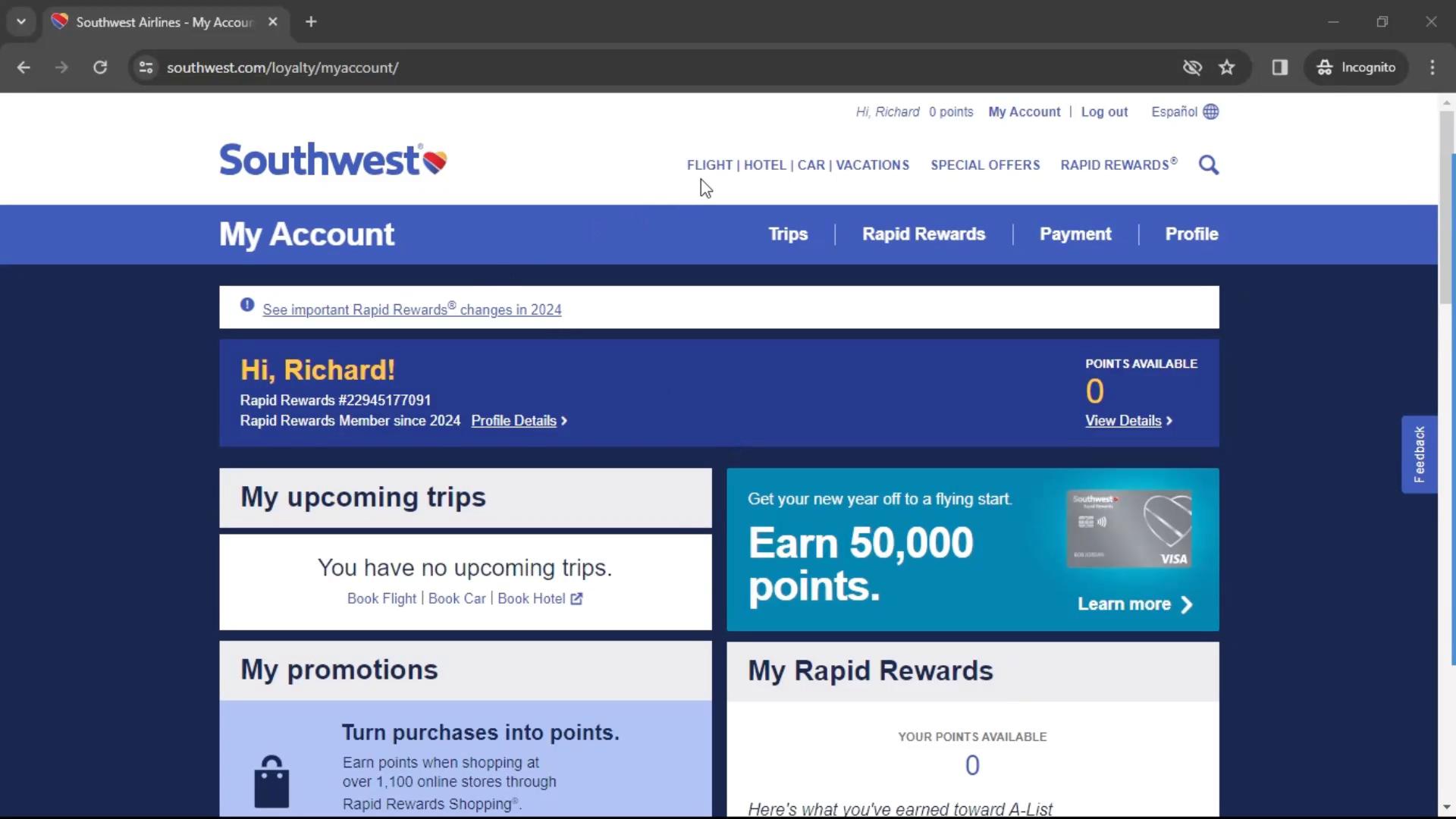 General browsing on Southwest Airlines video thumbnail