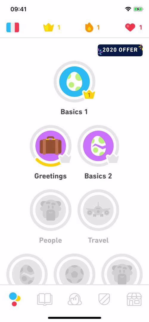 Screenshot of Upgrading your account on Duolingo