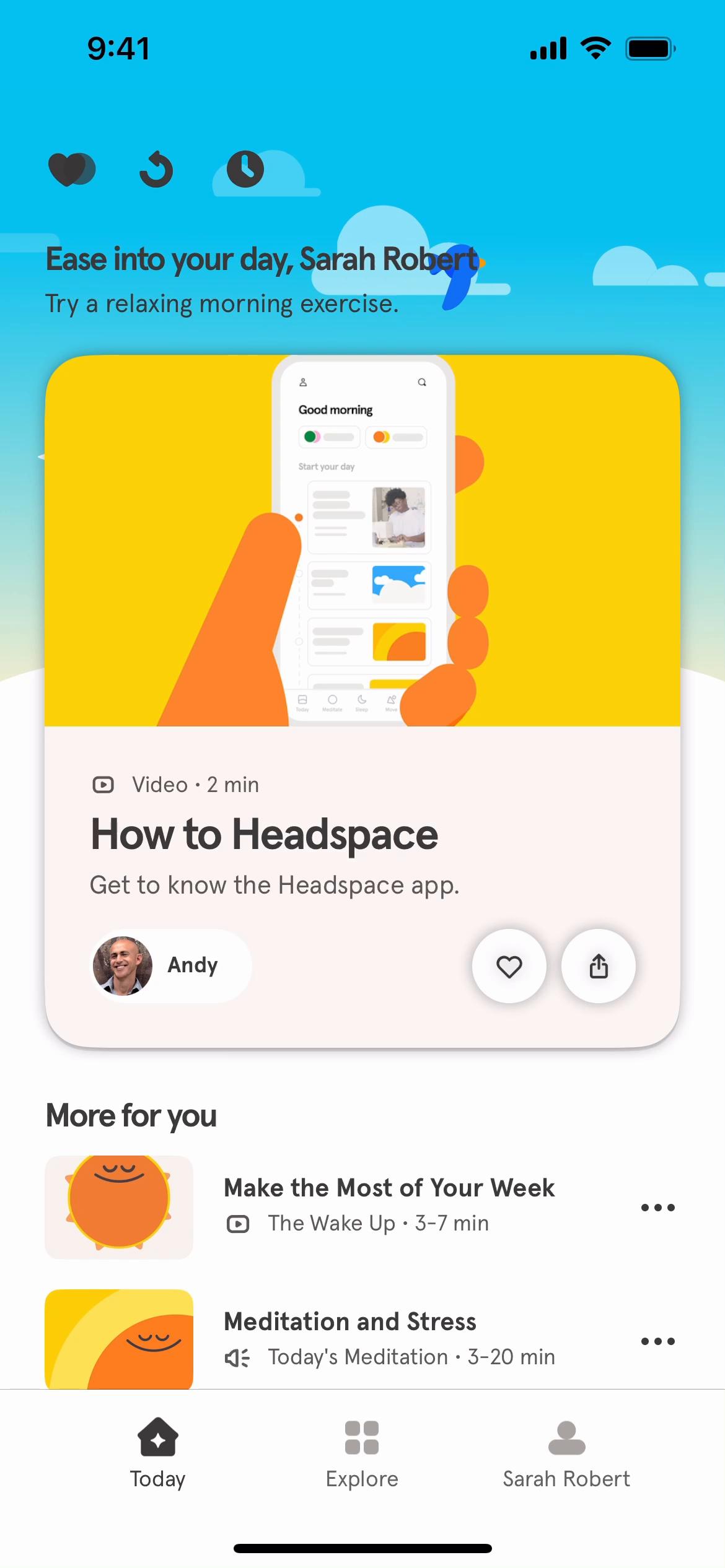 General browsing on Headspace video thumbnail