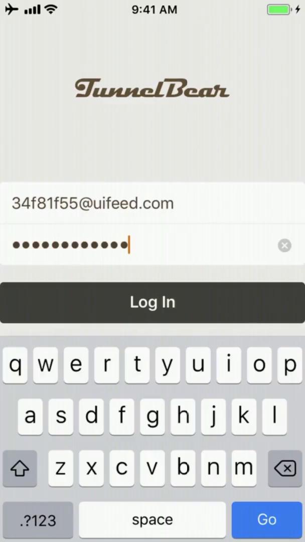 Screenshot of Password reset on TunnelBear