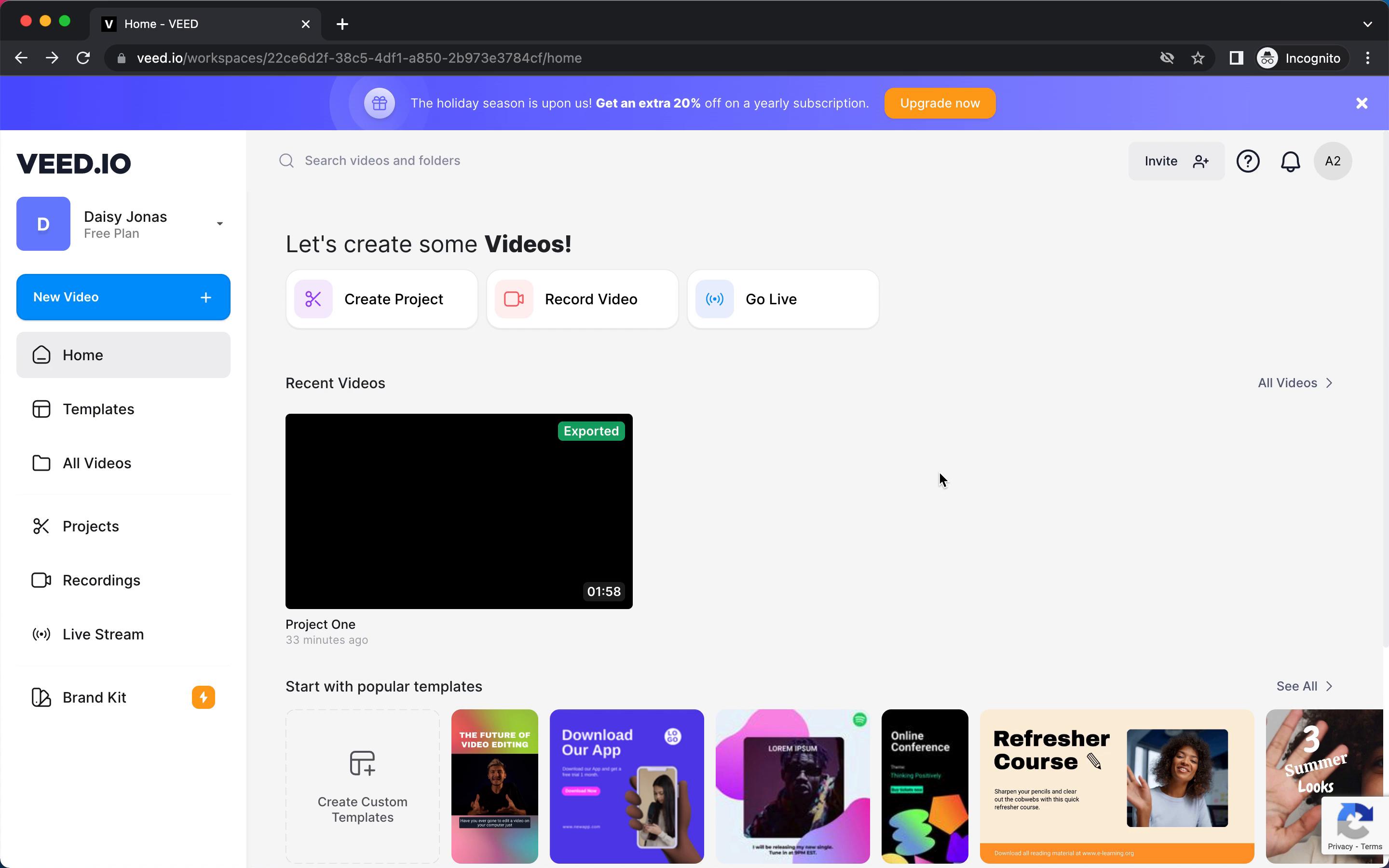 Upgrading your account on VEED.IO video screenshot
