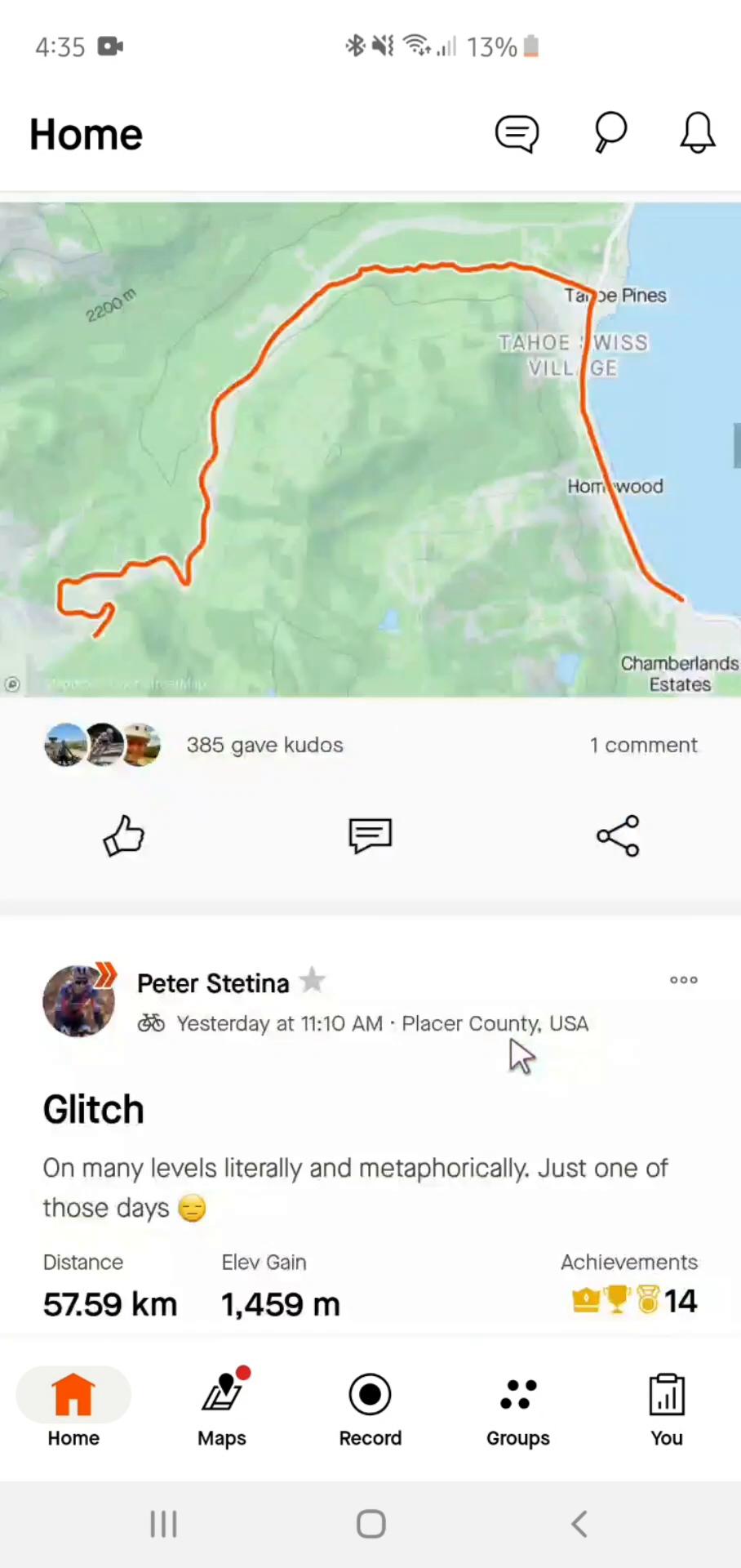 Deleting comments on Strava video thumbnail