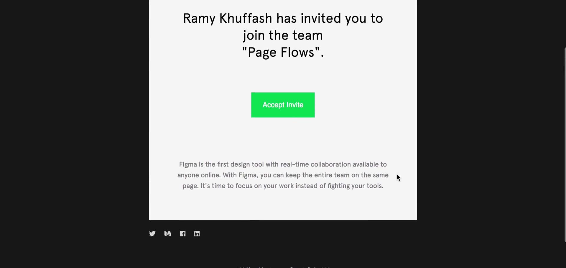 Screenshot of Accepting an invite on Figma