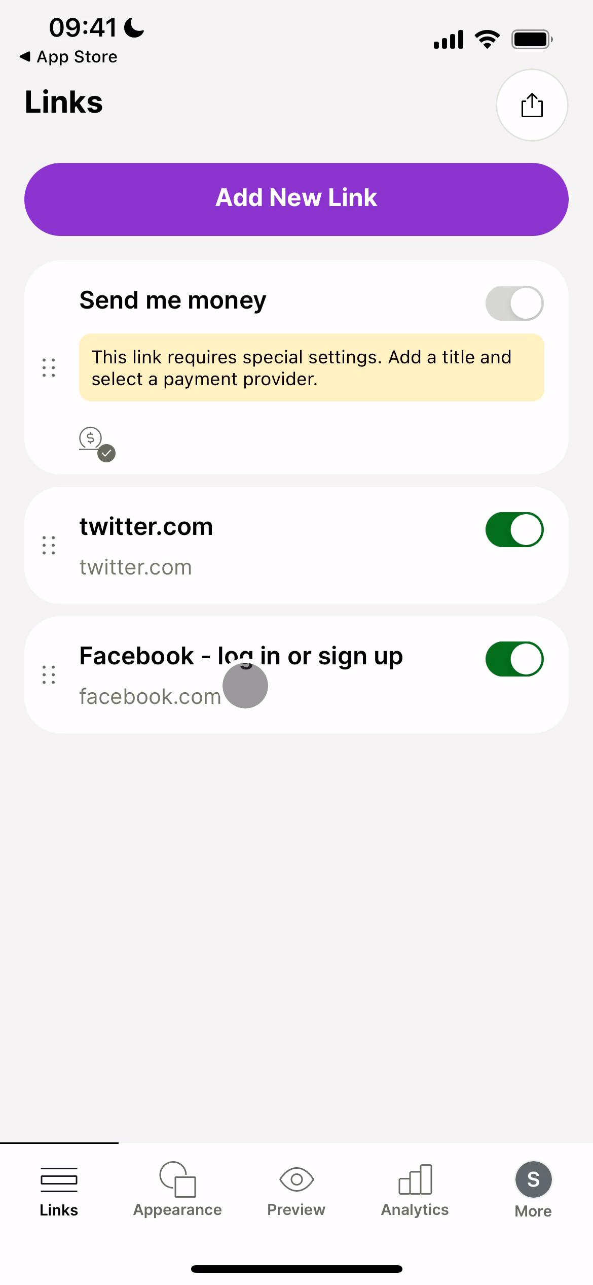 Customization settings on Linktree video screenshot