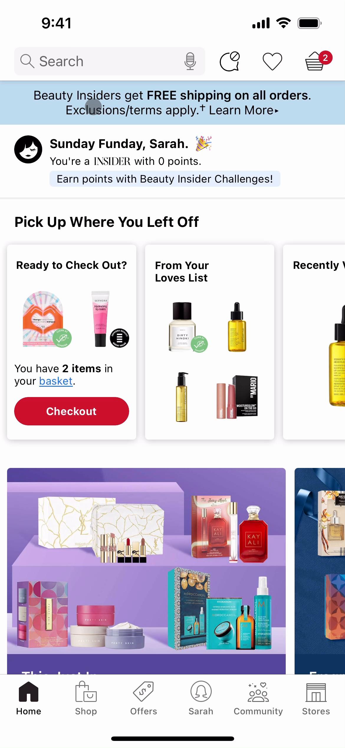 Screenshot of Searching on Sephora