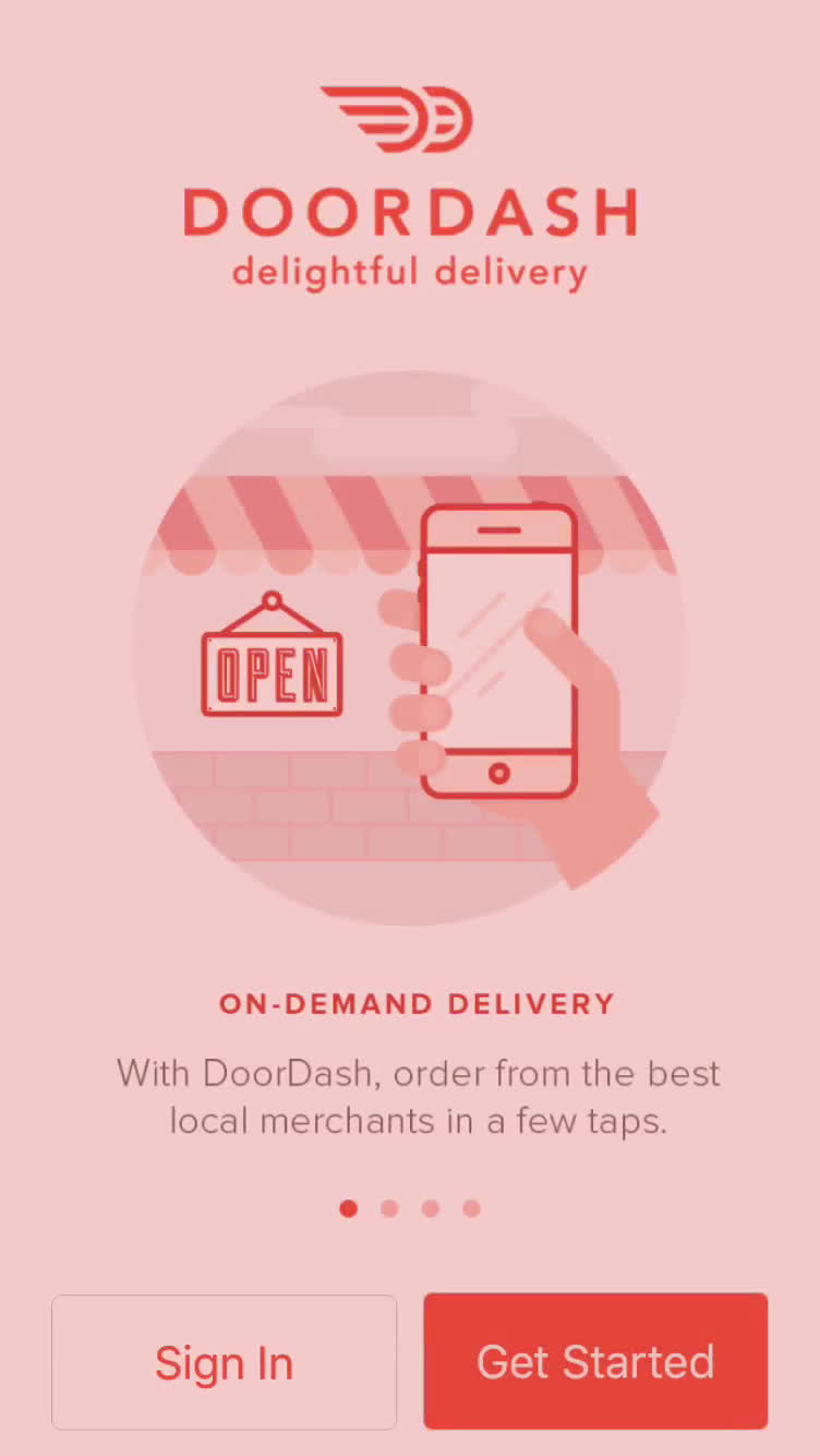 Screenshot of Ordering food on DoorDash